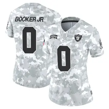 ＃0 Women's Anthony Booker Jr. Arctic Camo Limited Las Vegas Raiders 2024 Salute to Service Jersey