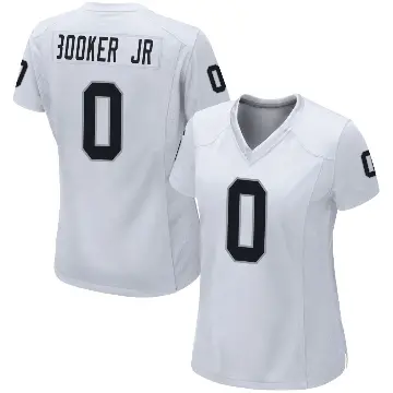 ＃0 Women's Anthony Booker Jr. White Game Las Vegas Raiders Jersey