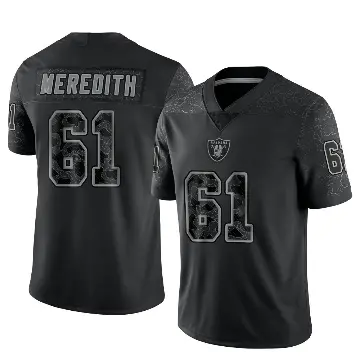 ＃61 Men's Jordan Meredith Black Limited Las Vegas Raiders Reflective Jersey