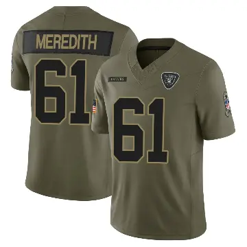 ＃61 Men's Jordan Meredith Olive Limited Las Vegas Raiders 2025 Salute to Service Jersey