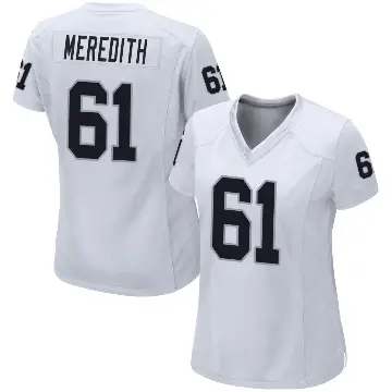 ＃61 Women's Jordan Meredith White Game Las Vegas Raiders Jersey