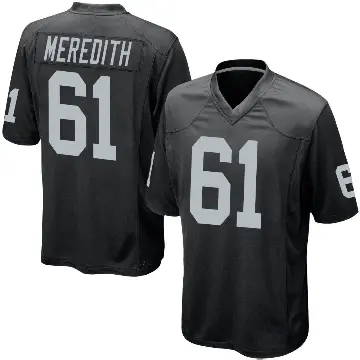 ＃61 Youth Jordan Meredith Black Game Las Vegas Raiders Team Color Jersey