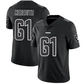 ＃61 Youth Jordan Meredith Black Impact Limited Las Vegas Raiders Jersey