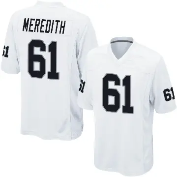 ＃61 Youth Jordan Meredith White Game Las Vegas Raiders Jersey