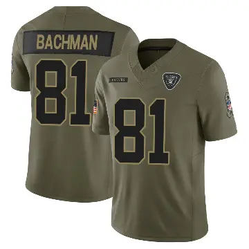 ＃81 Men's Alex Bachman Olive Limited Las Vegas Raiders 2025 Salute to Service Jersey