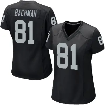 ＃81 Women's Alex Bachman Black Game Las Vegas Raiders Team Color Jersey