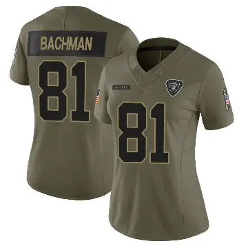 ＃81 Women's Alex Bachman Olive Limited Las Vegas Raiders 2025 Salute to Service Jersey