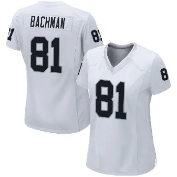＃81 Women's Alex Bachman White Game Las Vegas Raiders Jersey
