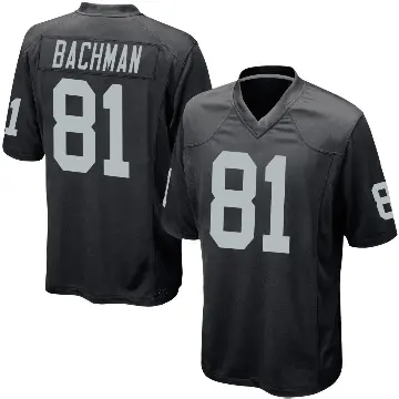＃81 Youth Alex Bachman Black Game Las Vegas Raiders Team Color Jersey