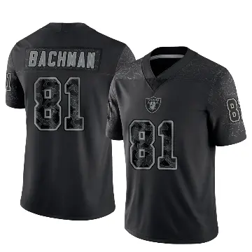 ＃81 Youth Alex Bachman Black Limited Las Vegas Raiders Reflective Jersey