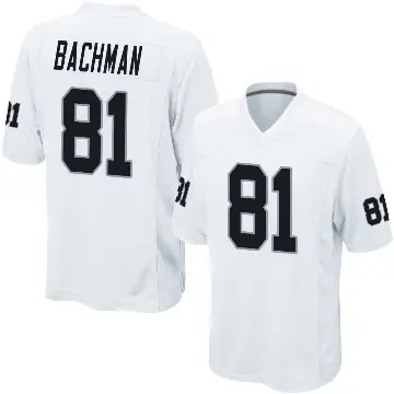 ＃81 Youth Alex Bachman White Game Las Vegas Raiders Jersey